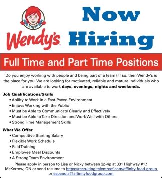 wendy's position titles|fast food careers.